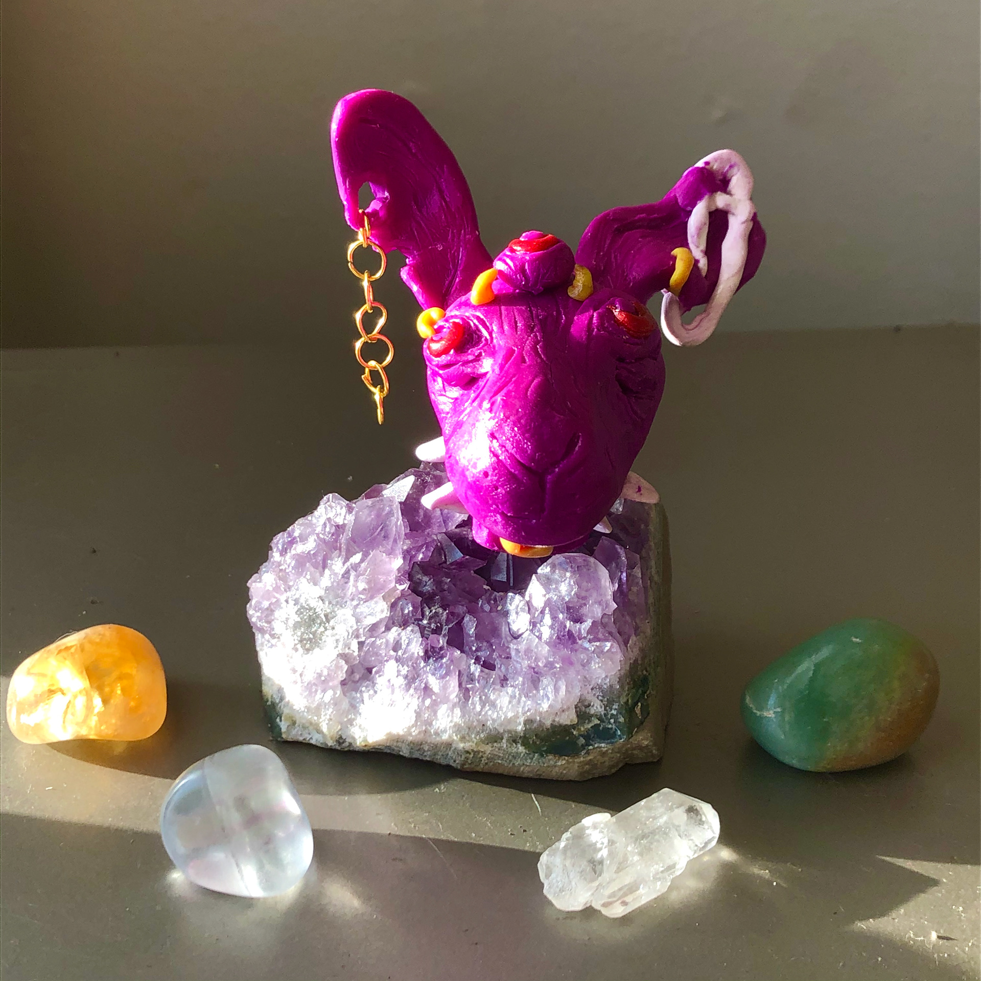"altar animalz: third eye goat", 2020, polymer clay