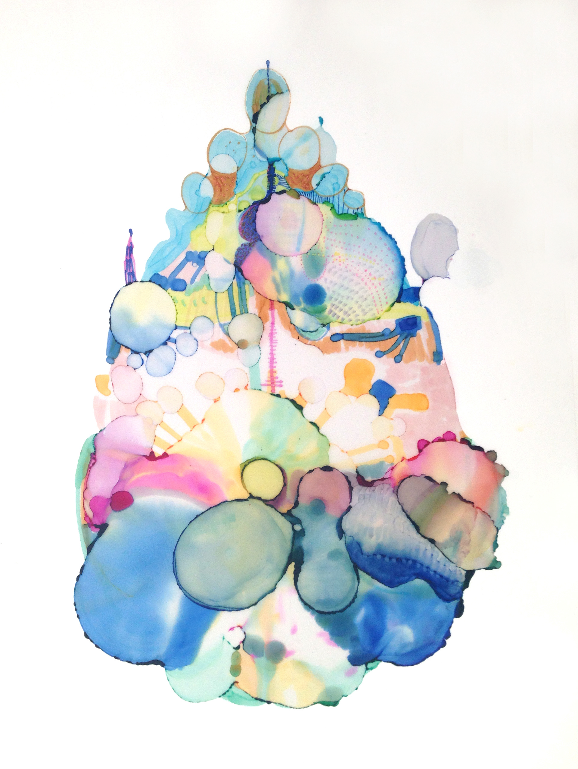 Sans titre (2017), ink on tracing paper, 50 x 40 cm