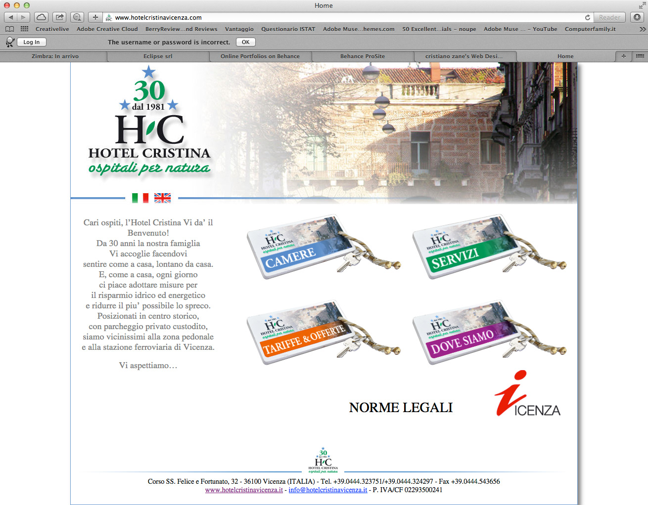 Cristiano zane hotel cristina vicenza website Hotel a vicenza centro storico
