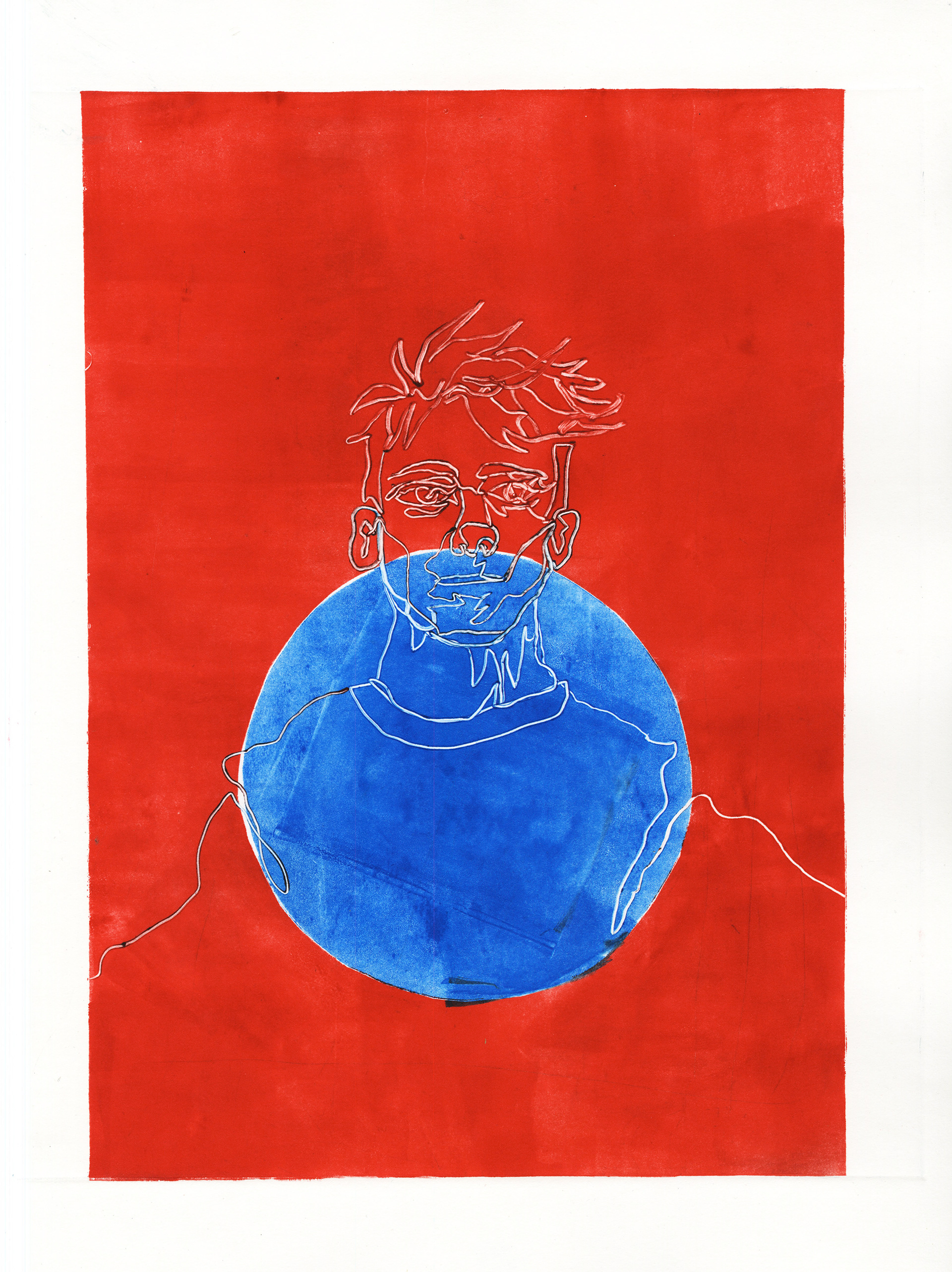 "2" color monotype, 2018