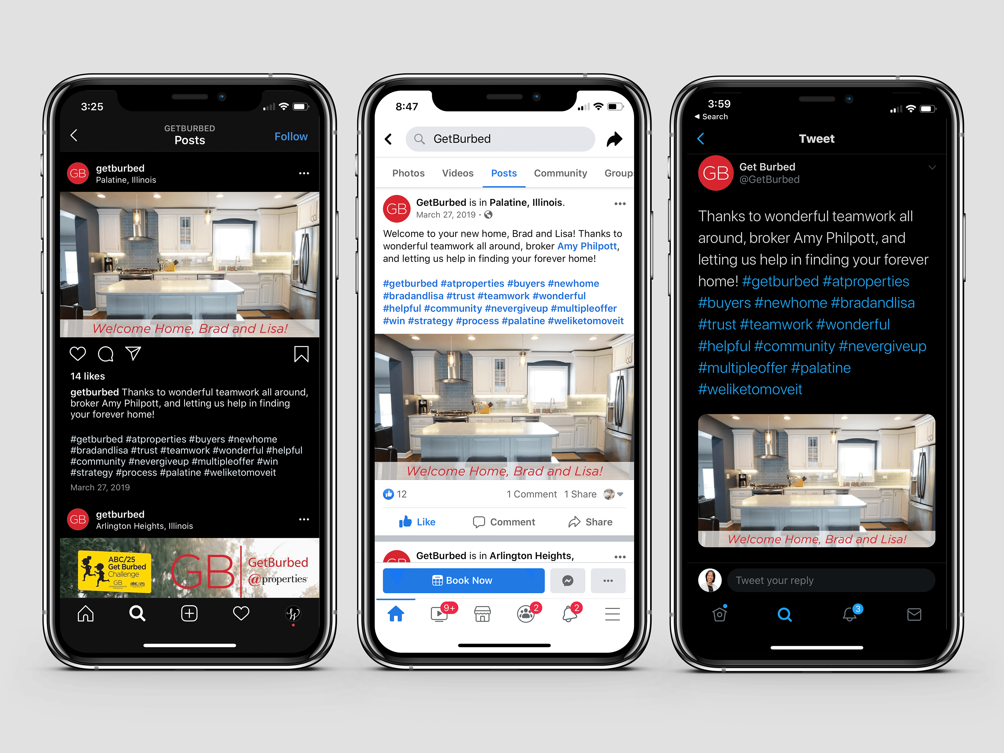 Welcome Home: Instagram, Facebook, Twitter