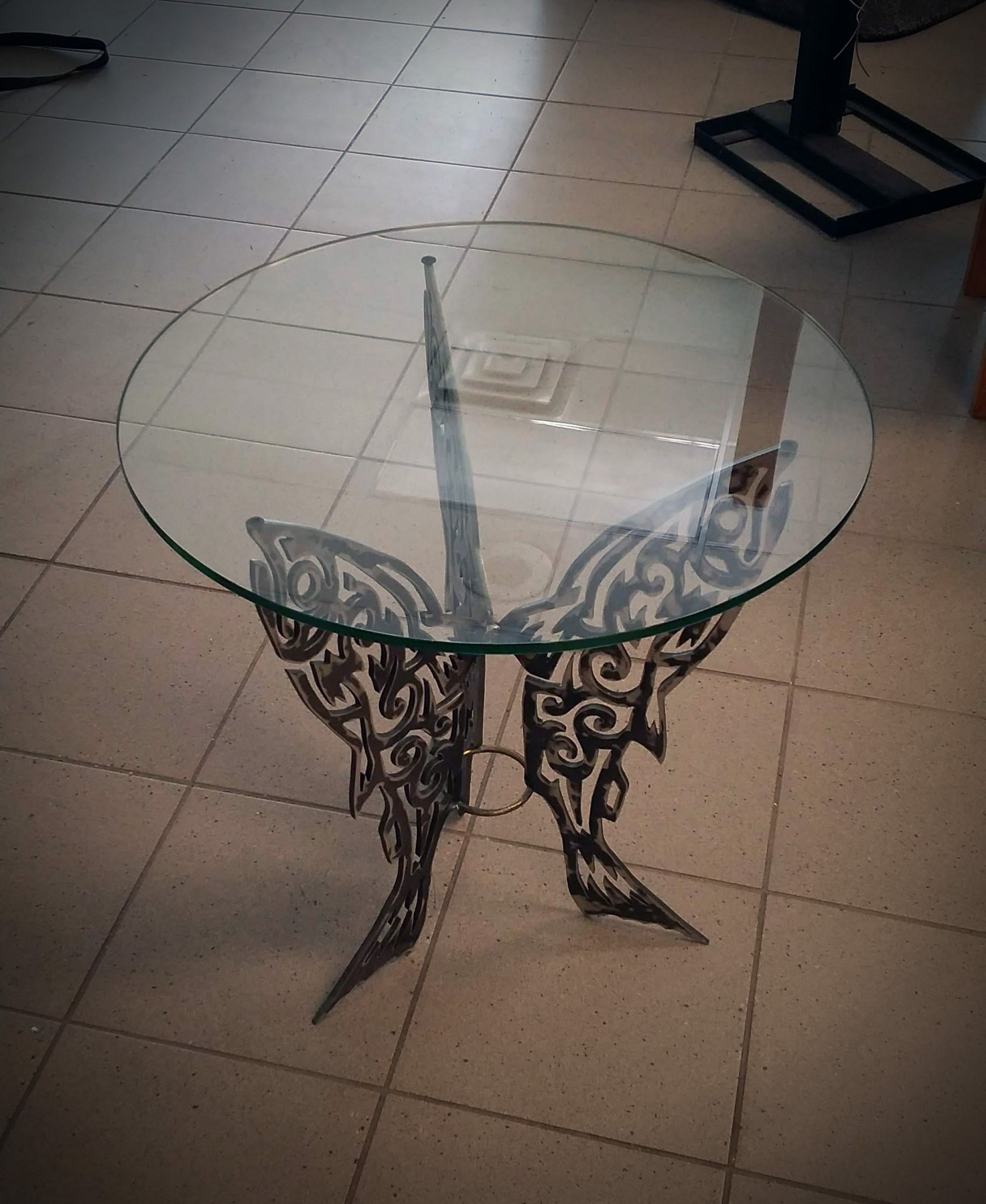 Allan Carver Creative Partners Metal & Glass Fish Table