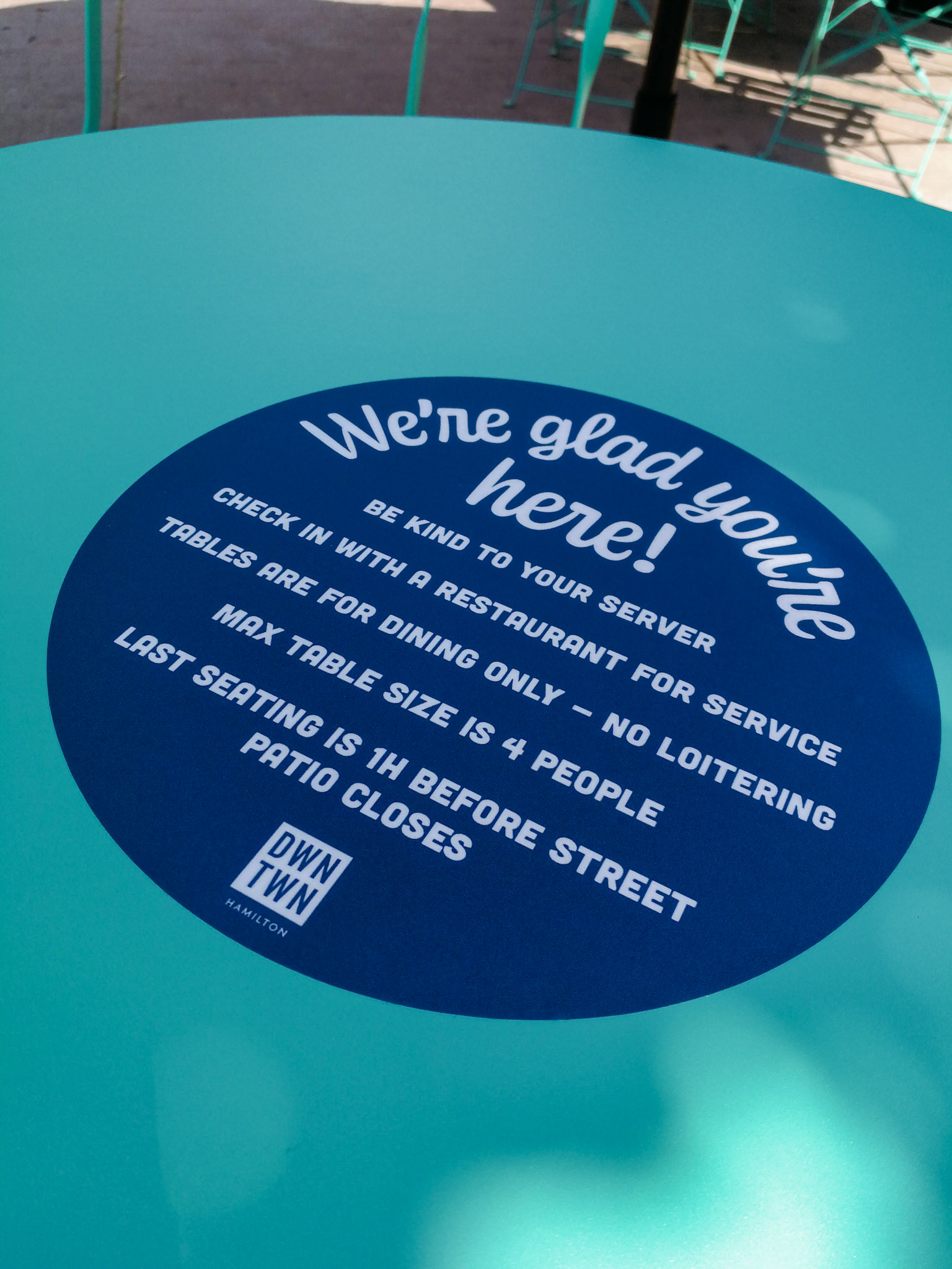 Table stickers. 8" circle shape. Self adhesive. Laminated for durability and cleaning.