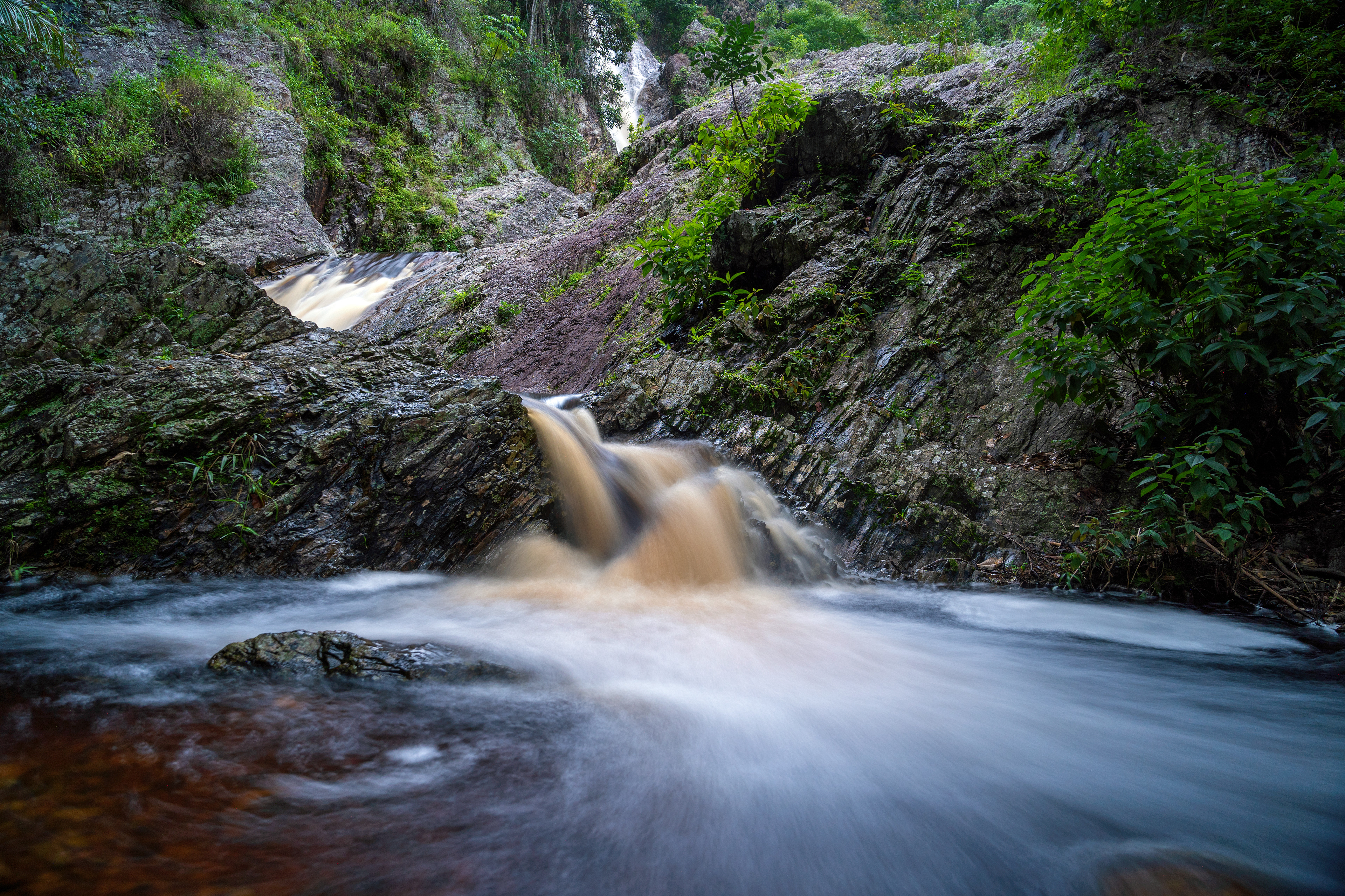 Longexposure photo of amazing green nature at waterfall of Jacobina in Bahia, Brazil_05