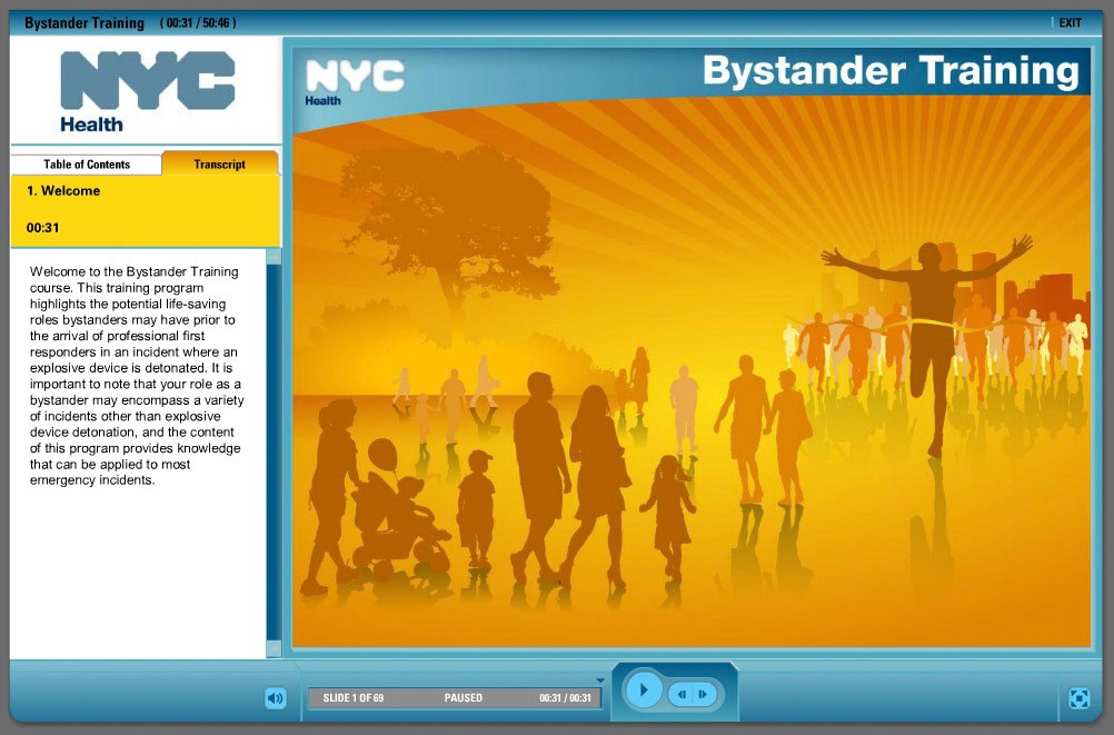 NYC Bystander Training Welcome Page - Illustration/GUI/Overall Design