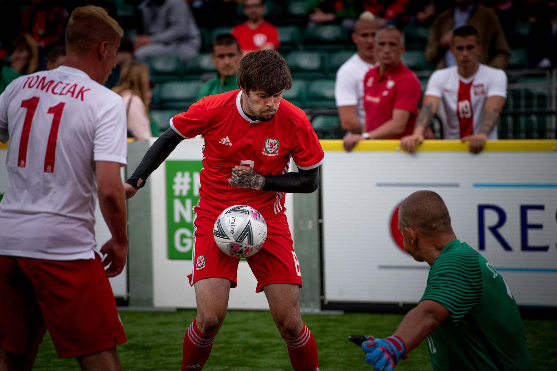 Sean feels the pain of a fast paced match on 30th July 2019, at the Homeless Football World Cup tournament in Cardiff, UK, 2019.
