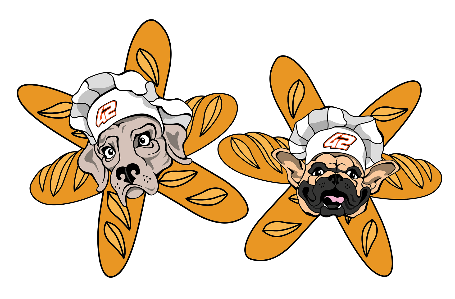 Illustrations of Alex Rins' dogs turned into stickers and given to him at the MalaysianGP 2019.
