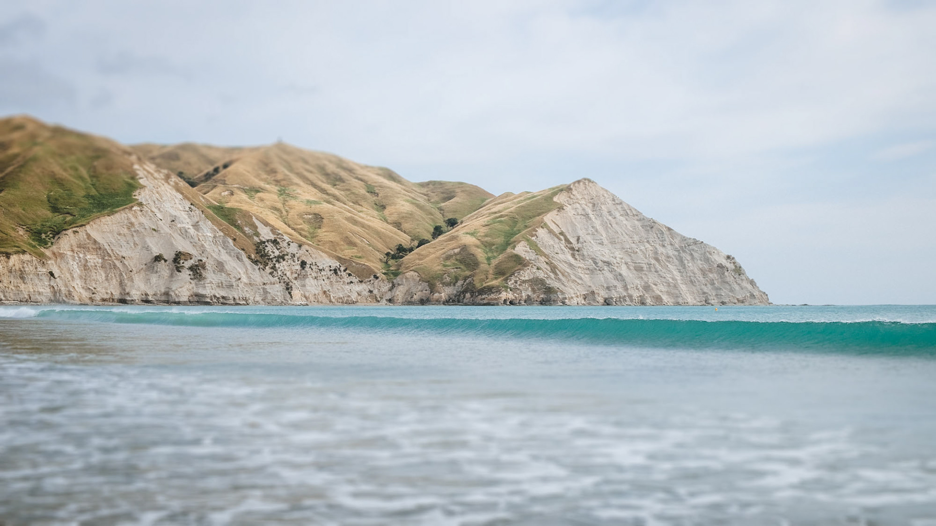 The hills and waves rising out of Taylors Bay, Mahia Hawke's Bay