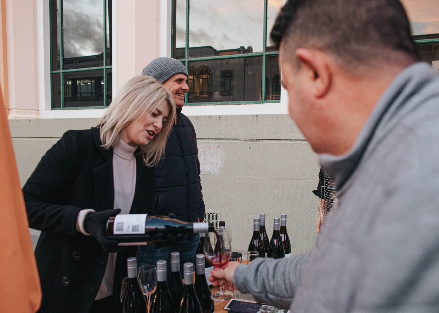 Street wine tastings on a winter's mid-week evening
