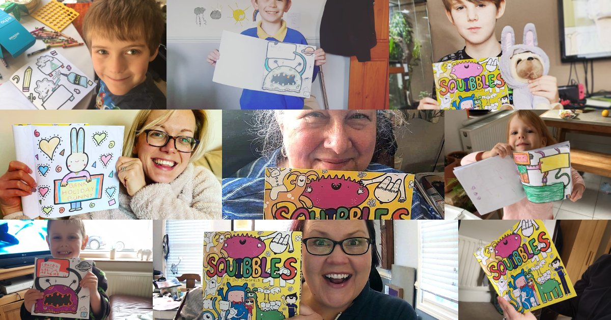 Squibblers with a copy of Squibbles