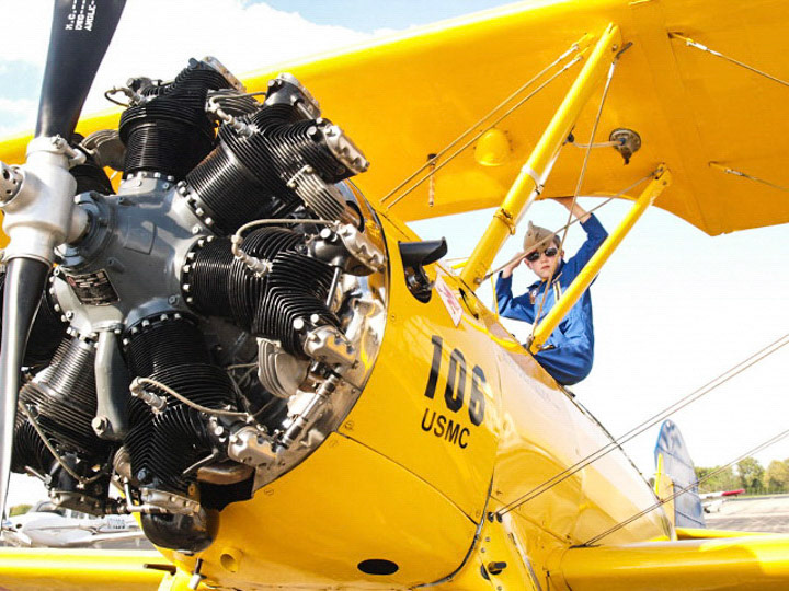Future Blue Angel Steven Walters in this 1942 Boeing Stearman