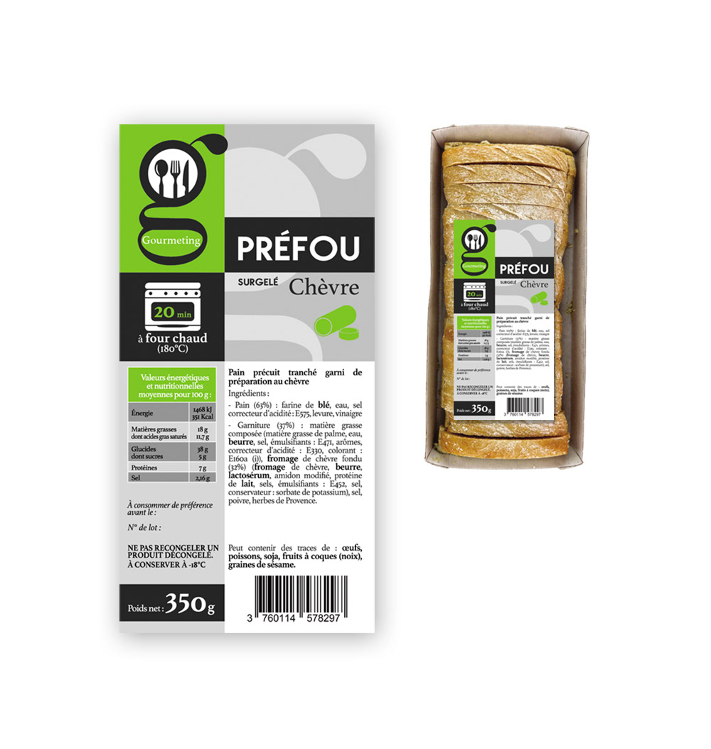 packaging préfou, pack, étiquette, création graphique, packaging alimentaire, étiquette food, foodpack
