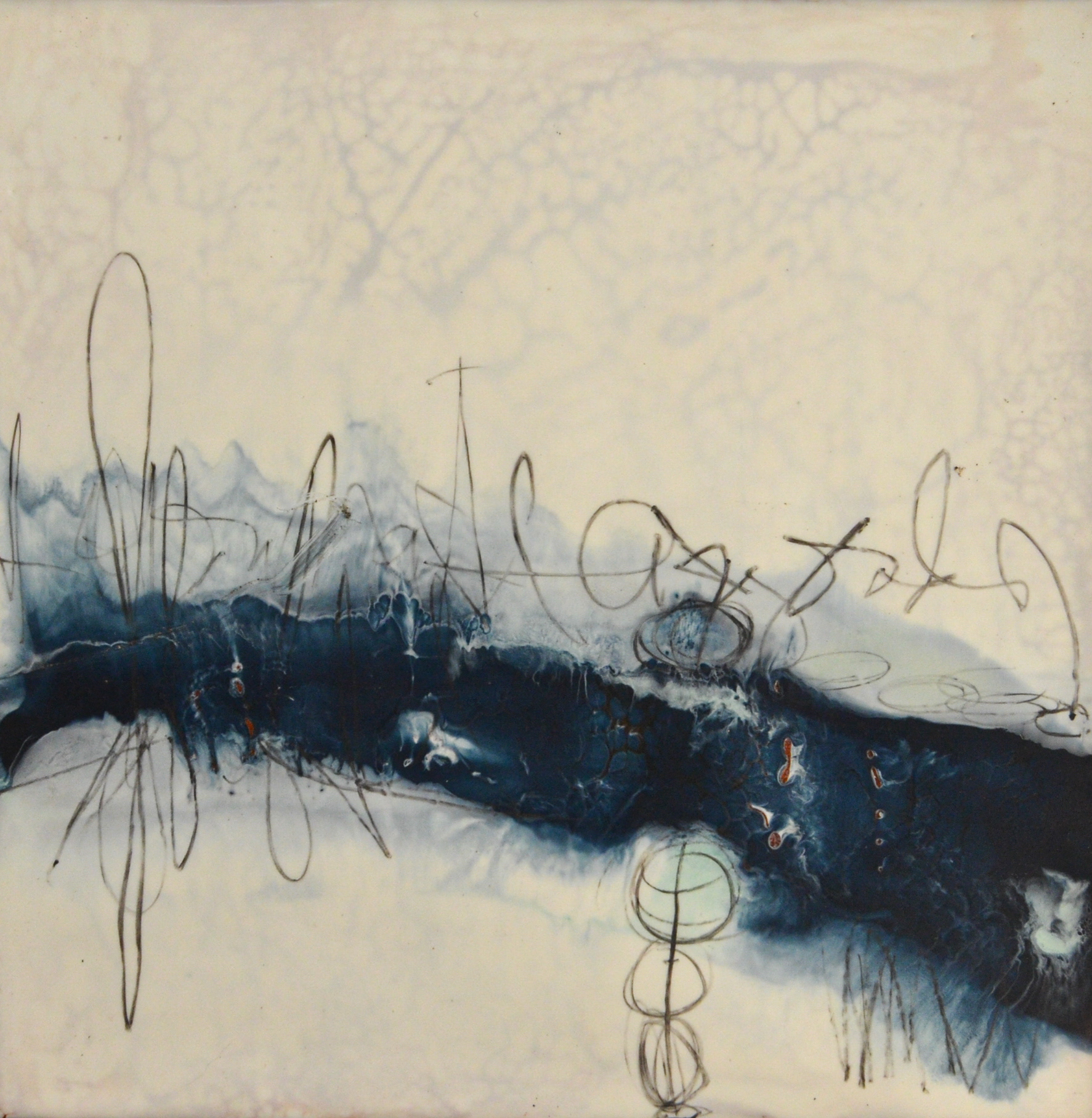 ' Indigo  Vista ' 8x8 in black floater frame