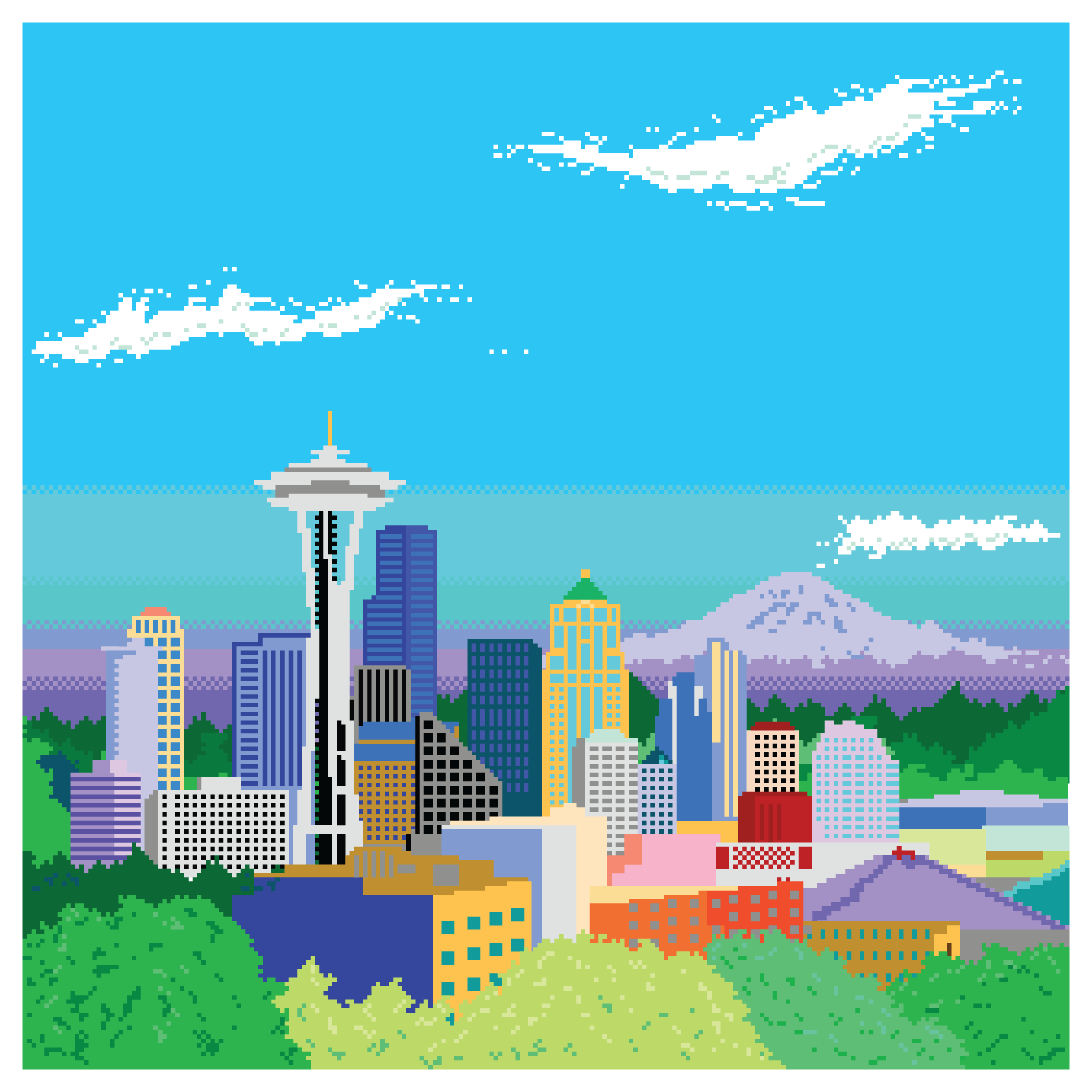Пиксельное изображение городов