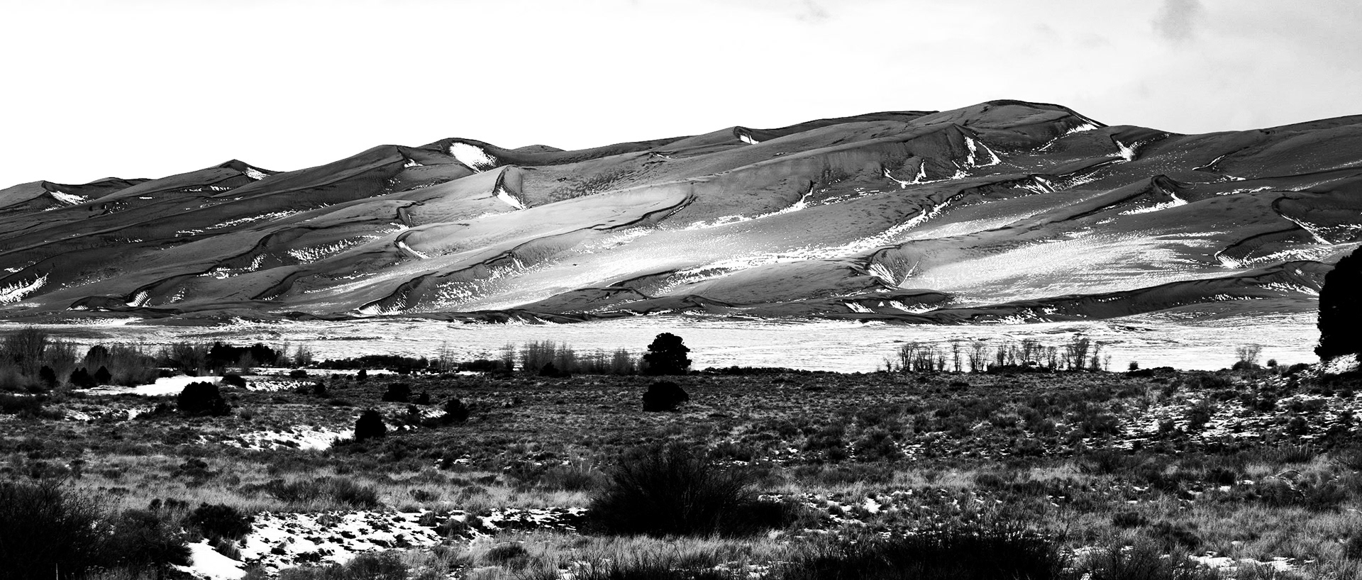 sand dunes in snow