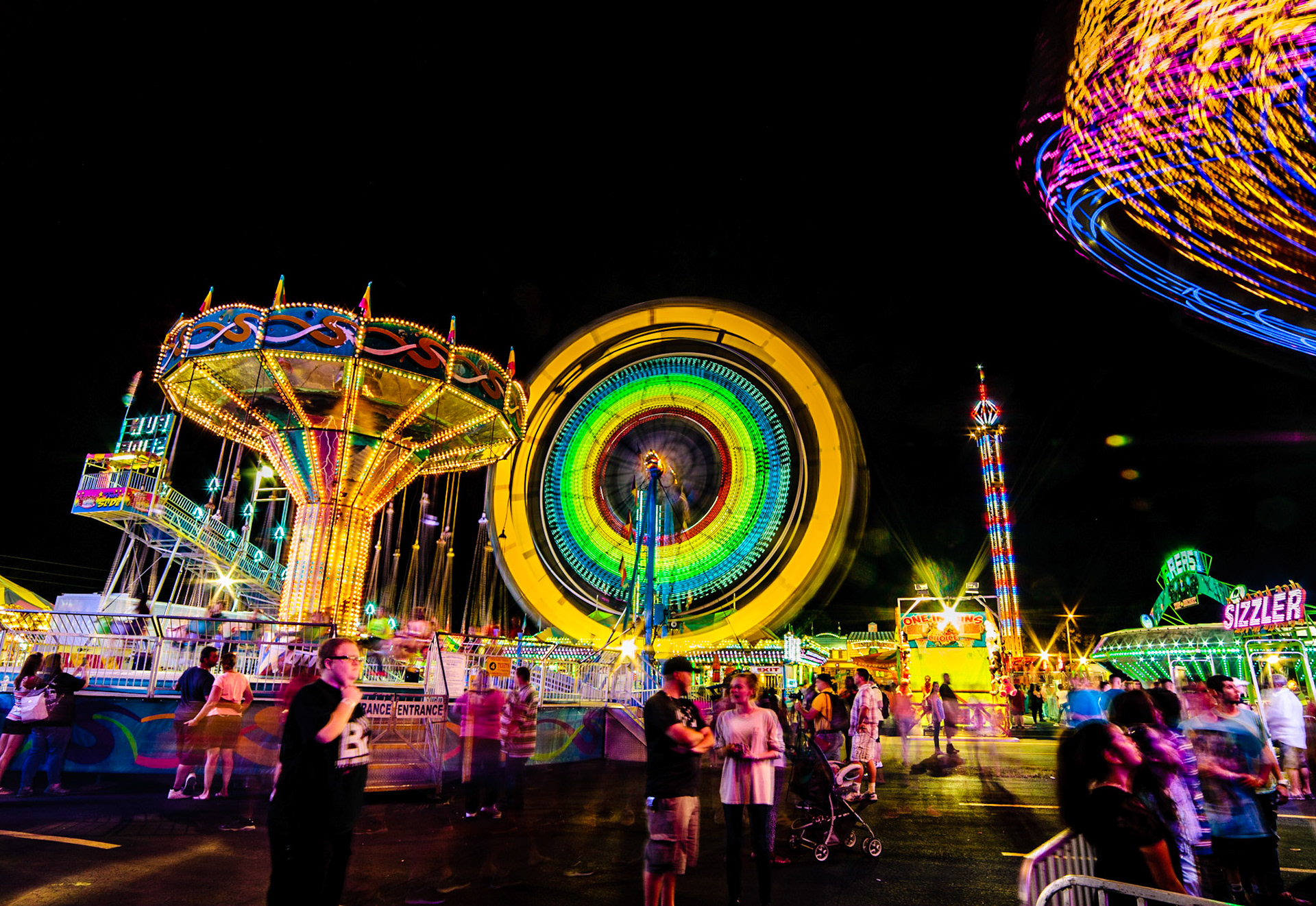Jeff Donald photography Carnival Rides at Night