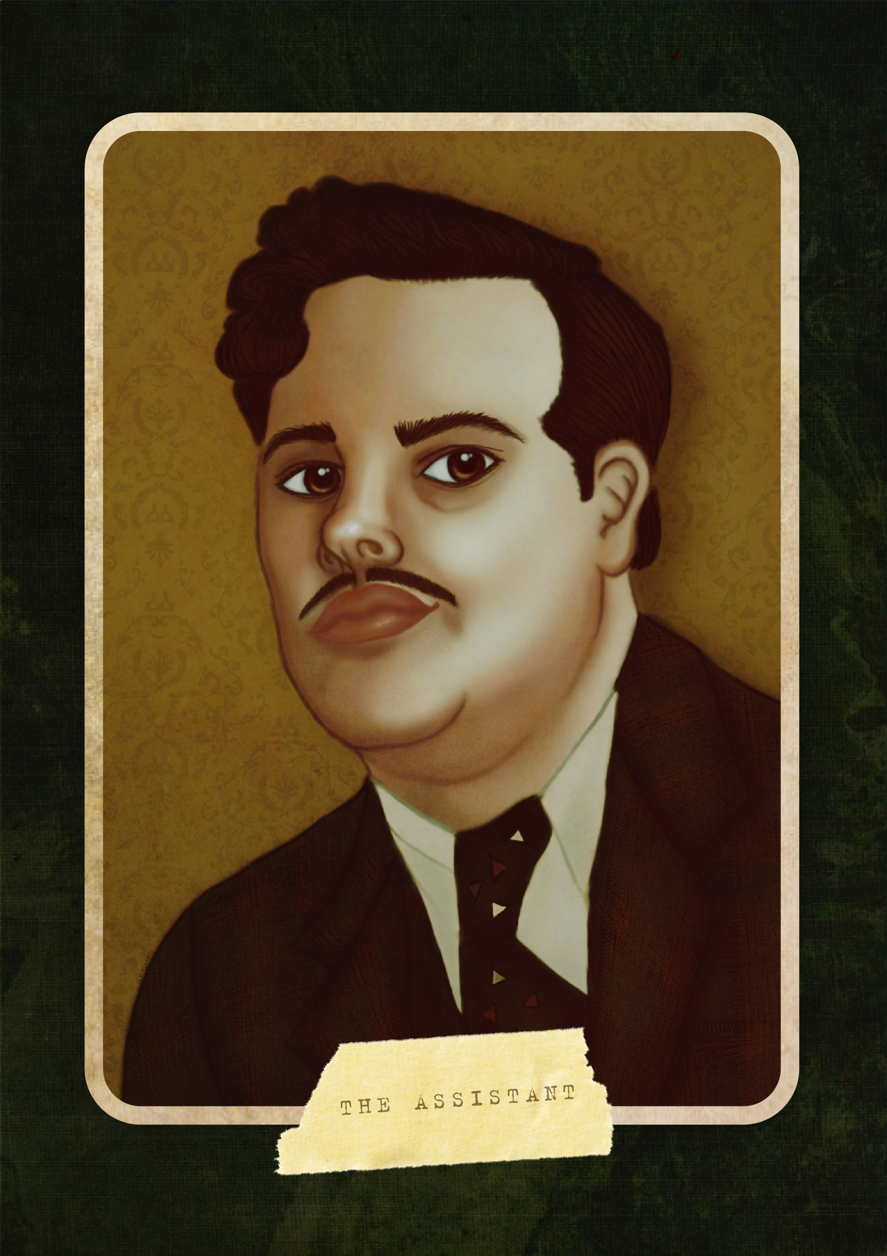 An illustration of Hector MacQueen from Agatha Christie's Murder on the Orient Express, as played by Josh Gad.