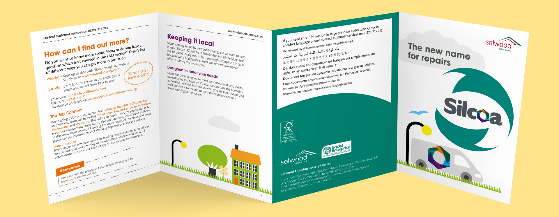 A 4 fold Silcoa brochure open