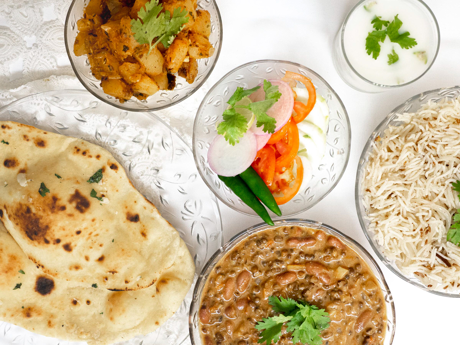Naan, Rajma, Jeera Rice and Potato