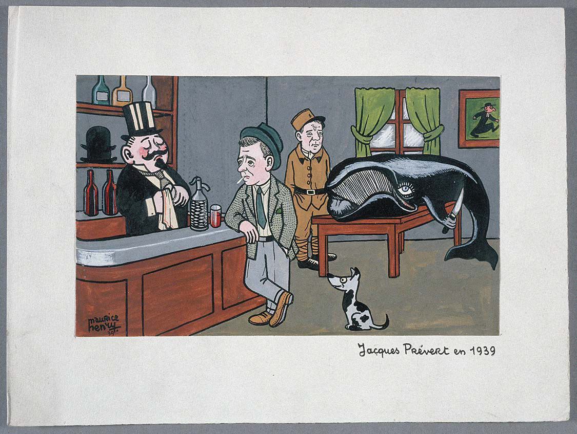 Jacques Prévert en 1939 - Dessin de Maurice Henry © Cinémathèque française