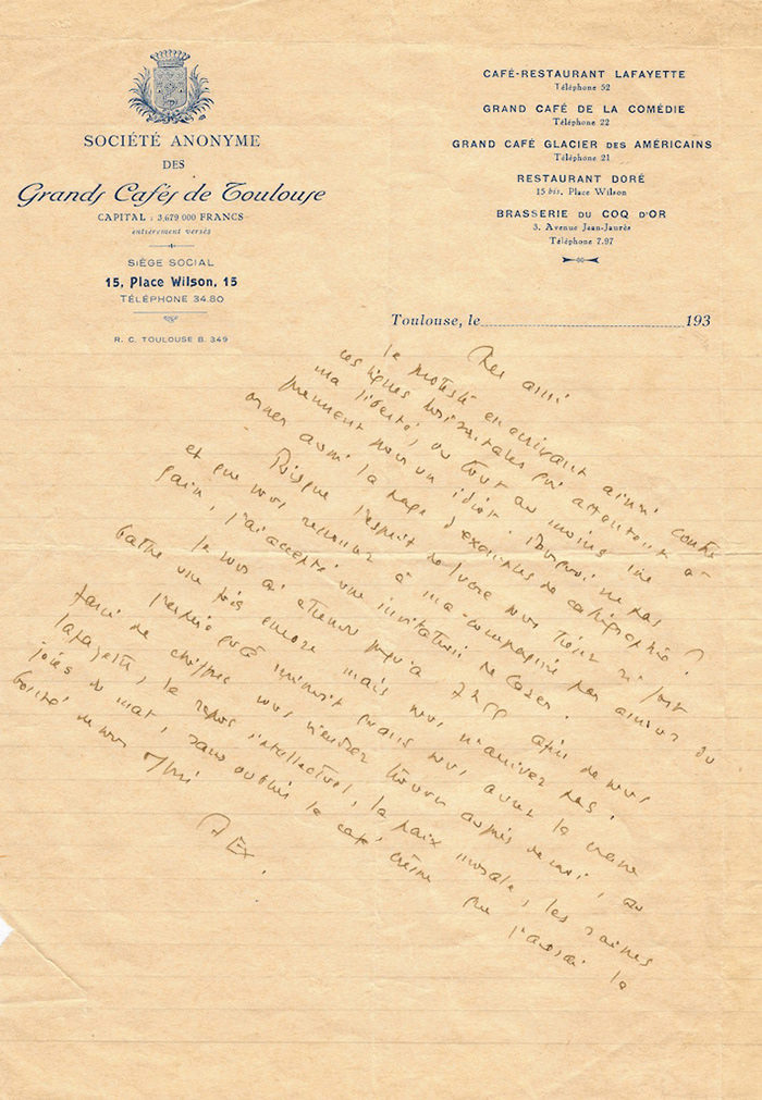 AUTOGRAPHES DES SIÈCLES - Antoine de ST EXUPERY. Lettre autographe signée à son ami Daléas