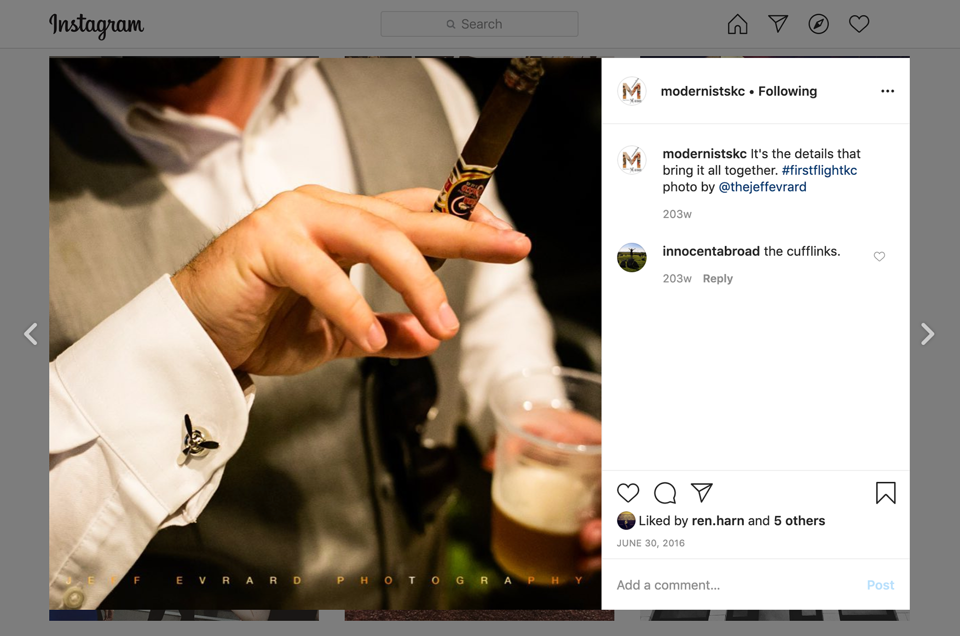 Social Media Management Example - The Modernists