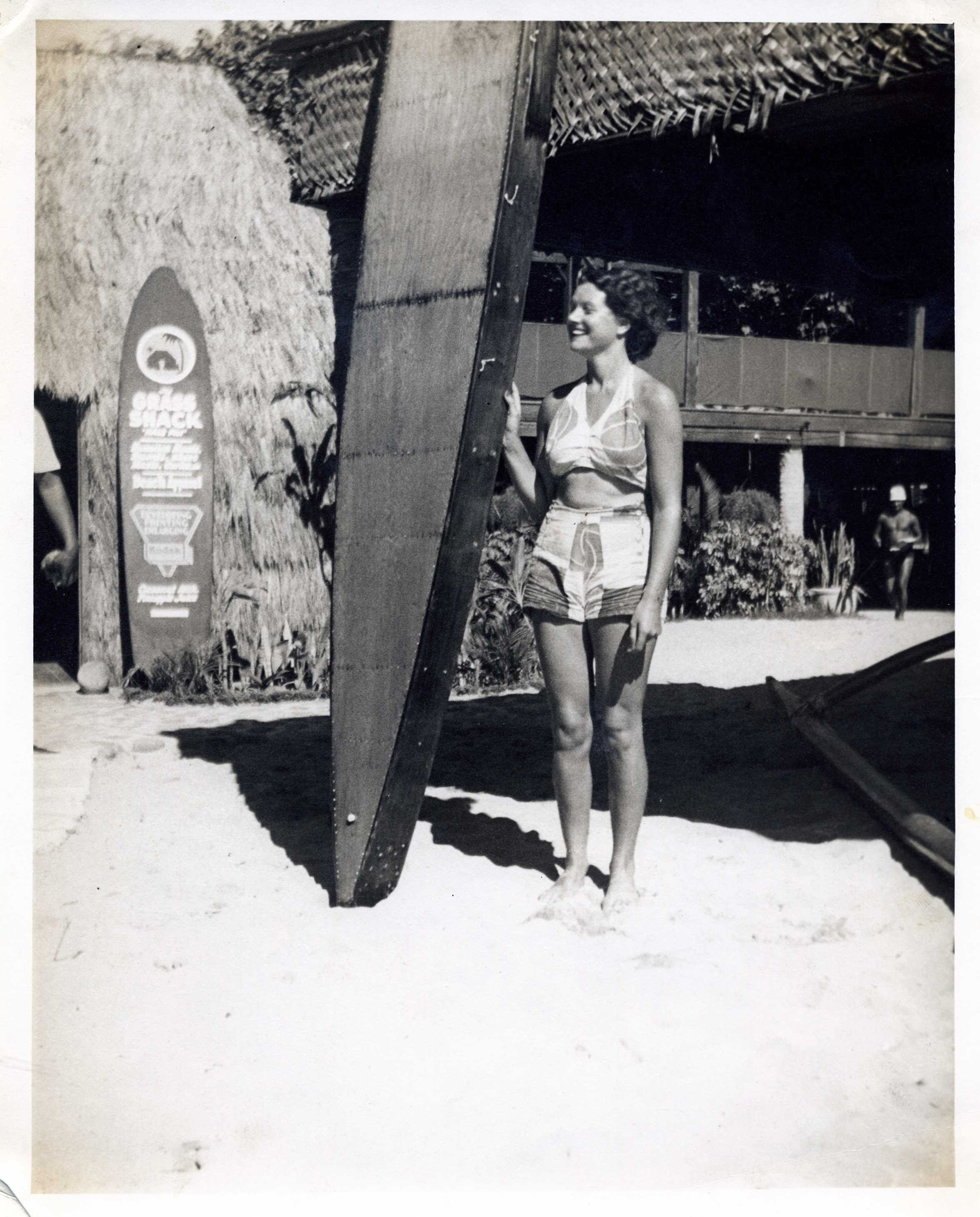 Nancy with surfboard