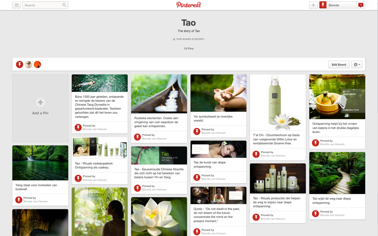 Example Tao Pinterest board