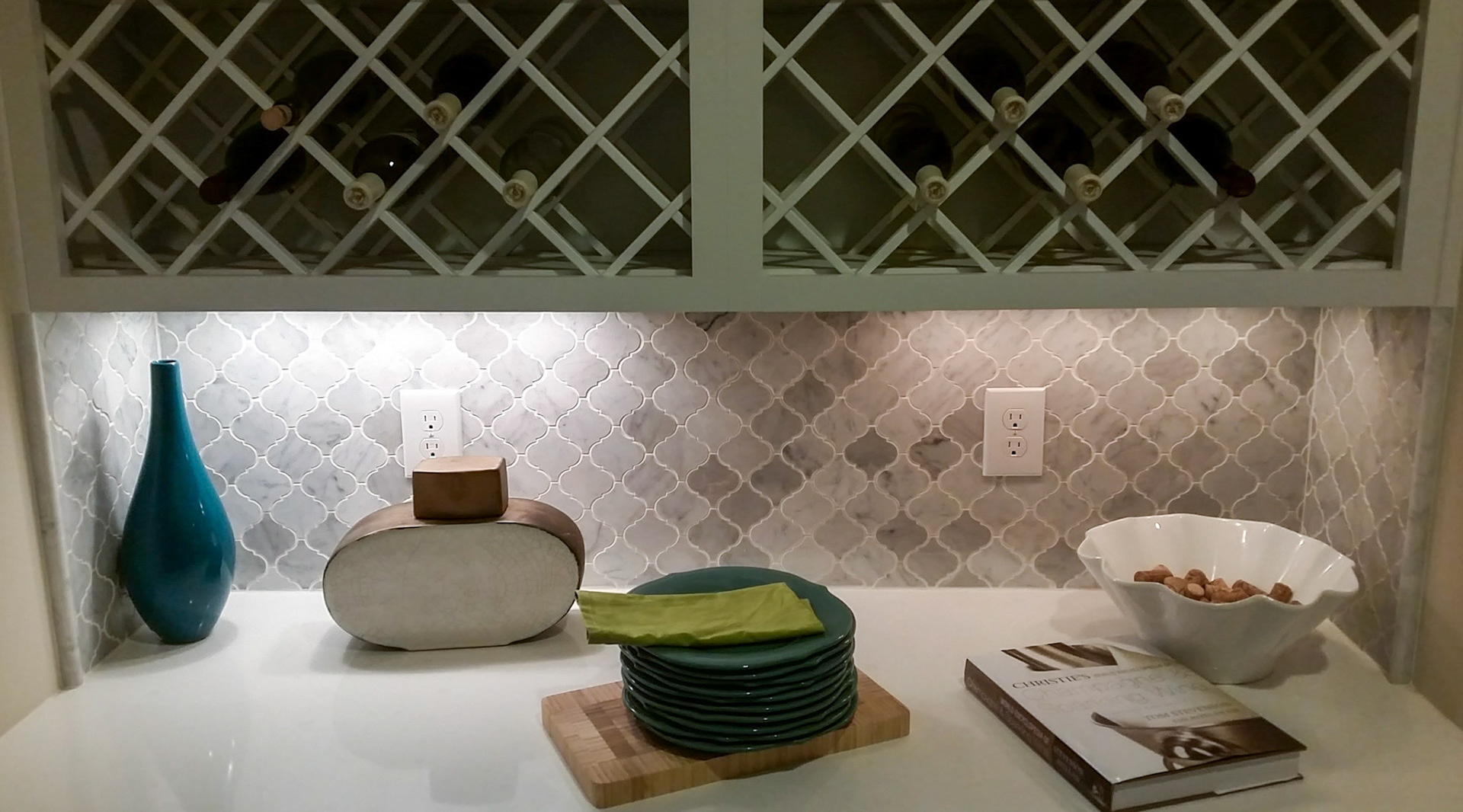 Personal Selections: Tile, flooring, and lighting. Other selections made by Model Home Interiors.