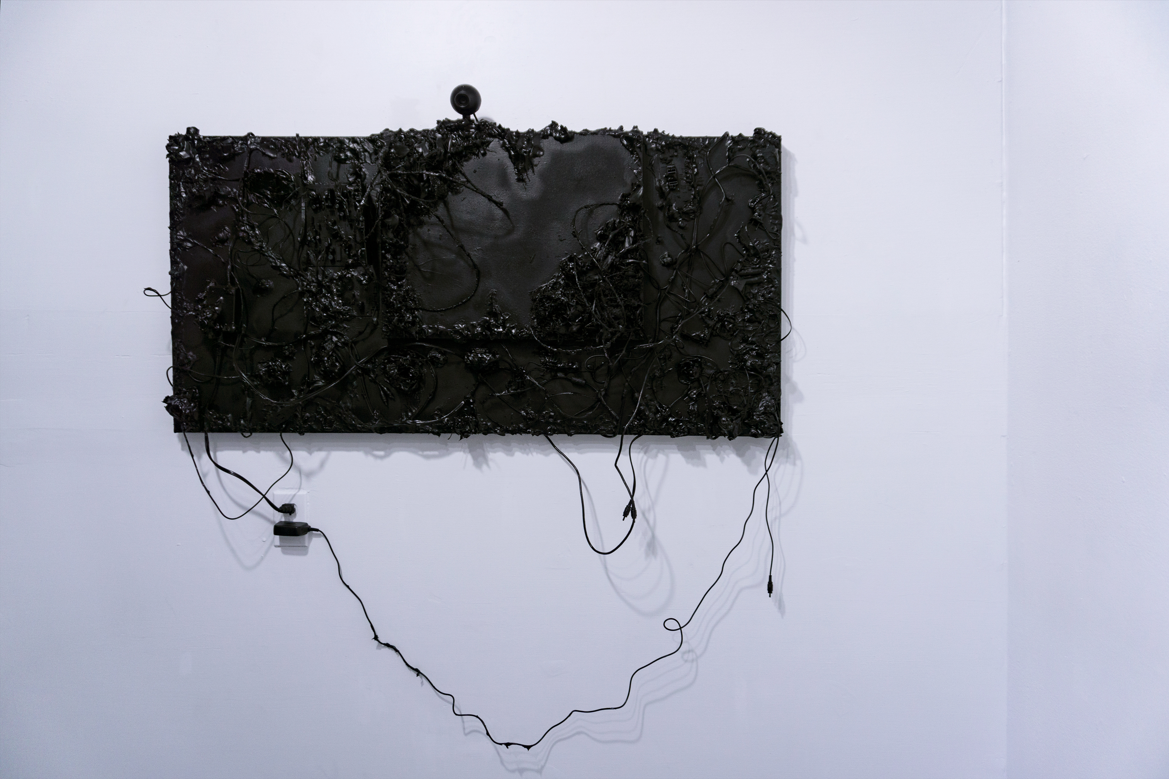 Justin Leary, "Over Consumption (Assemblage)", 2017, Found objects, acrylic paint, molding paste, canvas, 36 x 48 inches