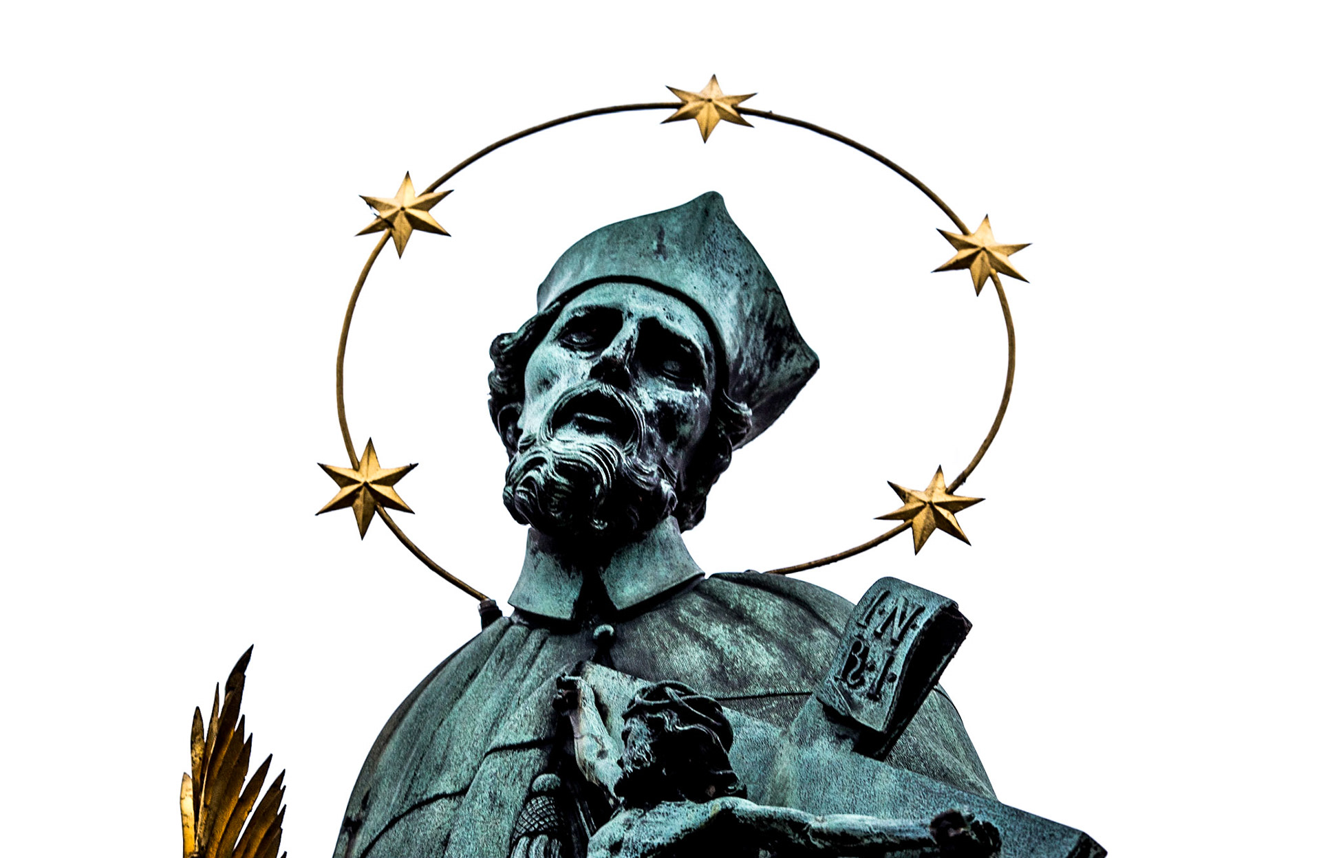 Religious Statue on Charles Bridge (Karluv Most) in Prague