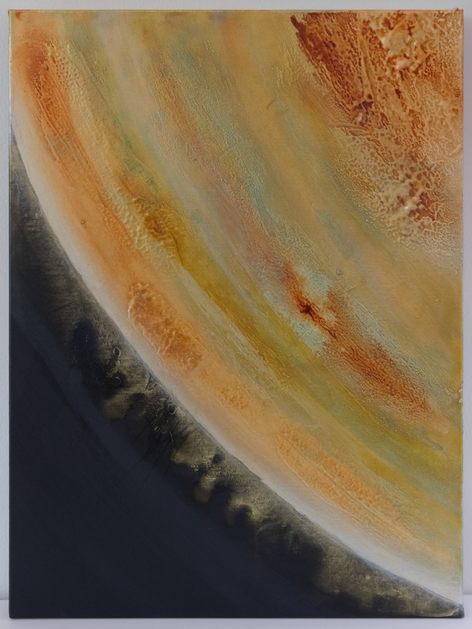 ELKYMY. ‘Kalī (कली)’ Acrylic, polyurethane, powdered pigments (Mica) on deep edged stretched canvas. 24 x 18 inches (61 x 46 cm)
