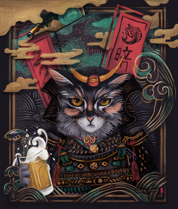 Charly Cheung | Illustration Branding - Shogun Cat