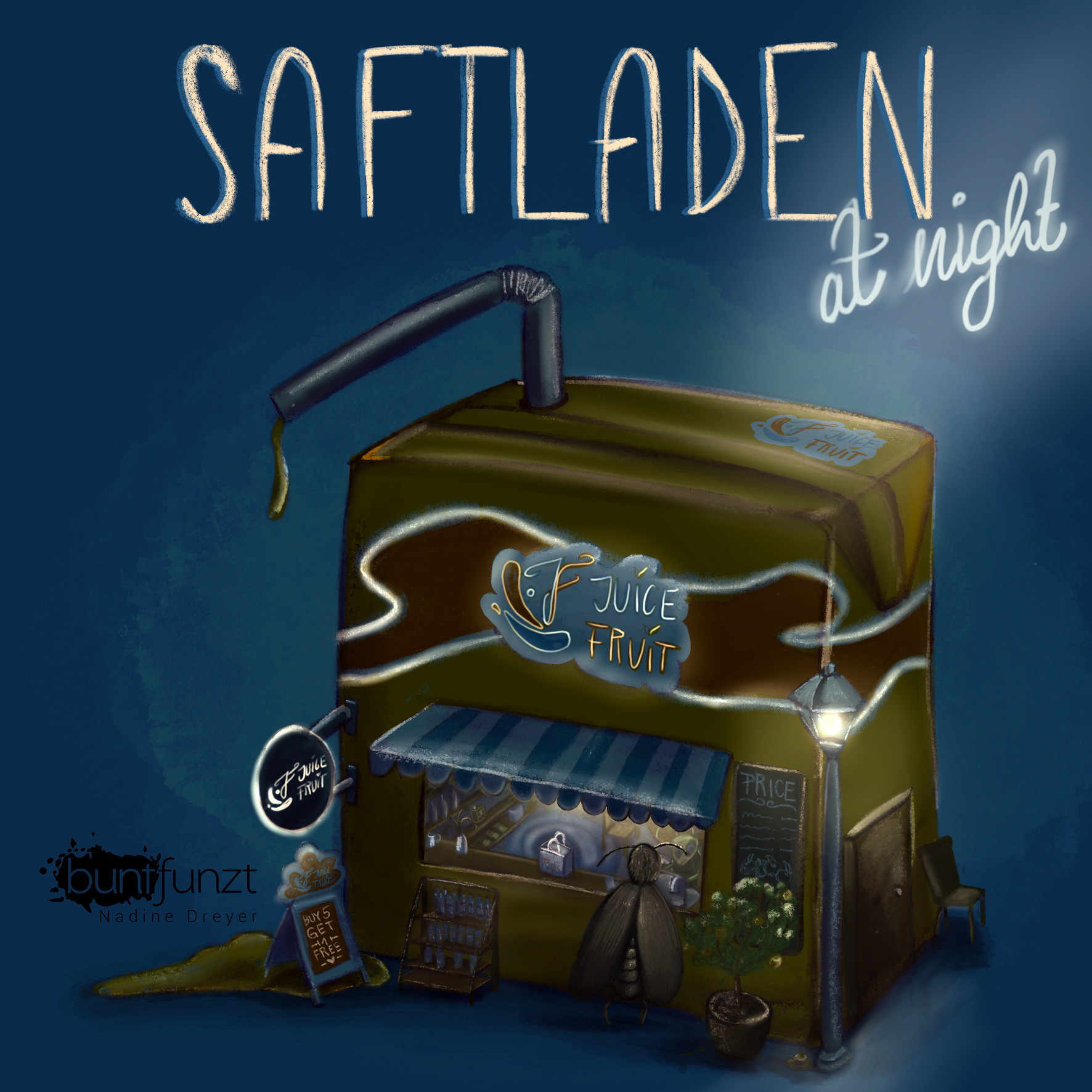 Saftladen bei Nacht