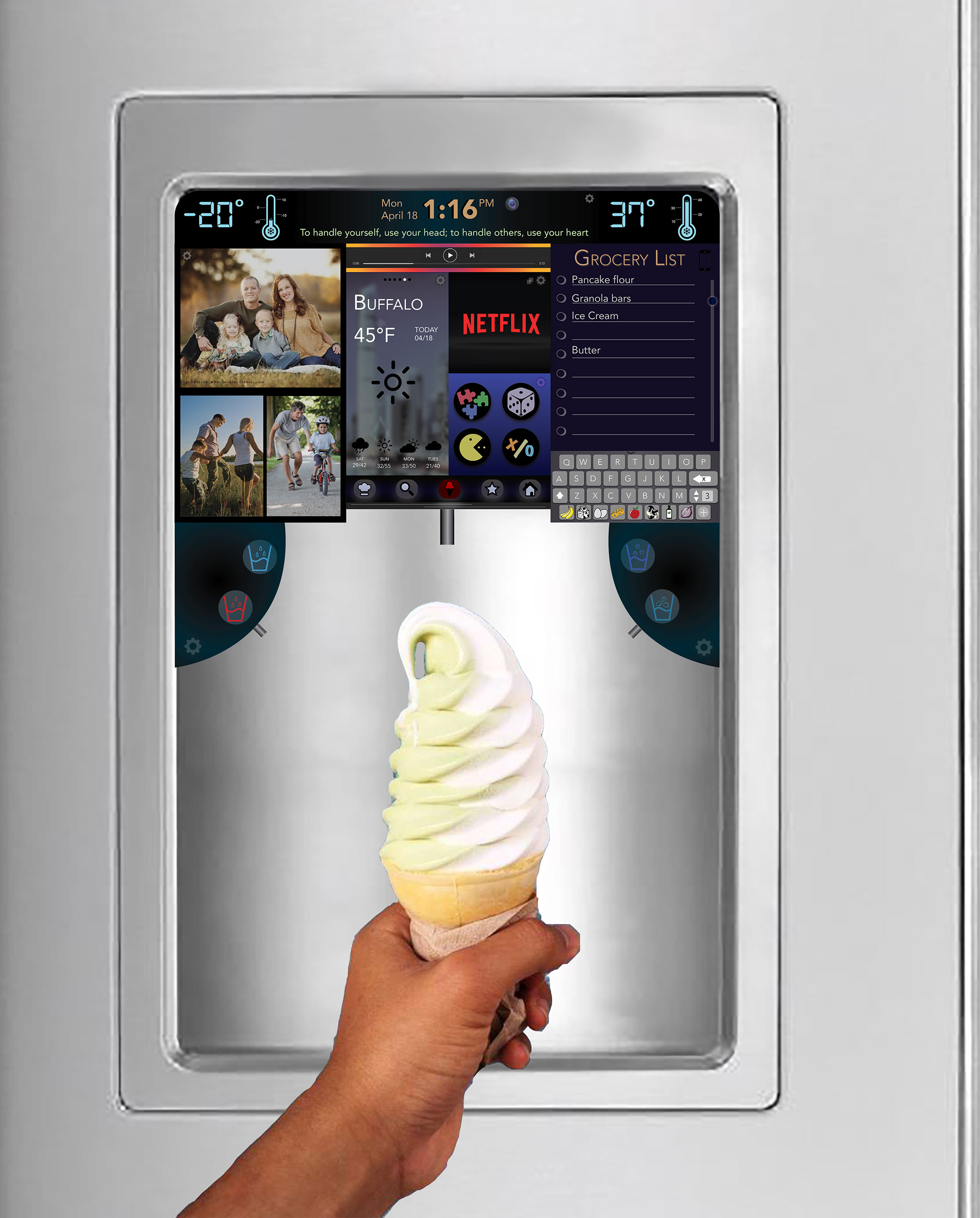 fridge with digital screen