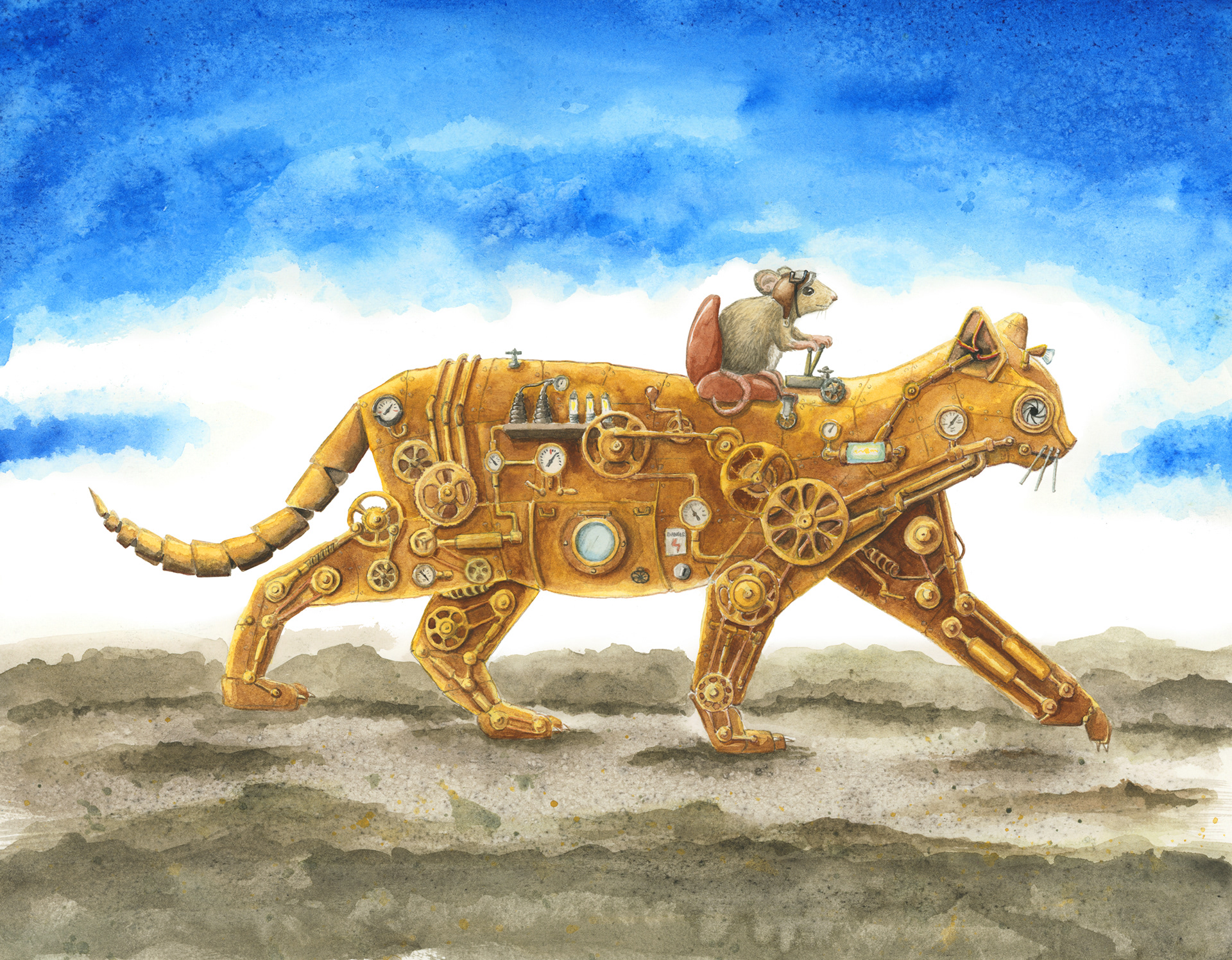 Robokitty (Watercolor, 11 x 14))