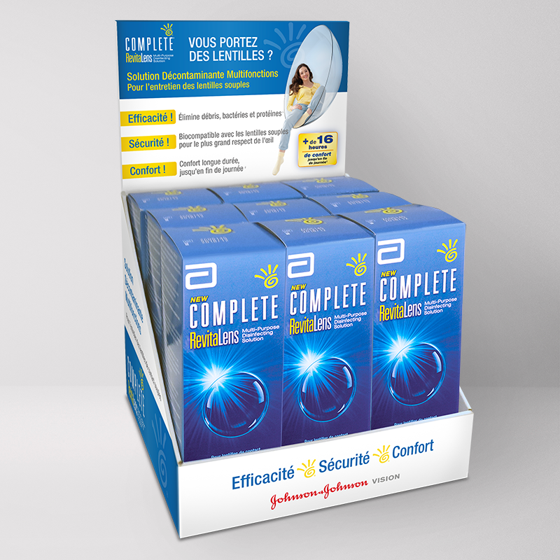 PLV pour entretien des lentilles souples RevitaLens.