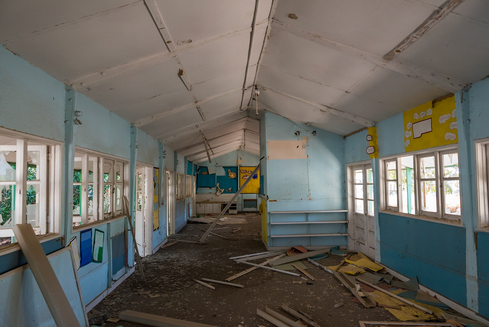 Abandoned classroom at Berengaria Village in Limassol, Cyprus