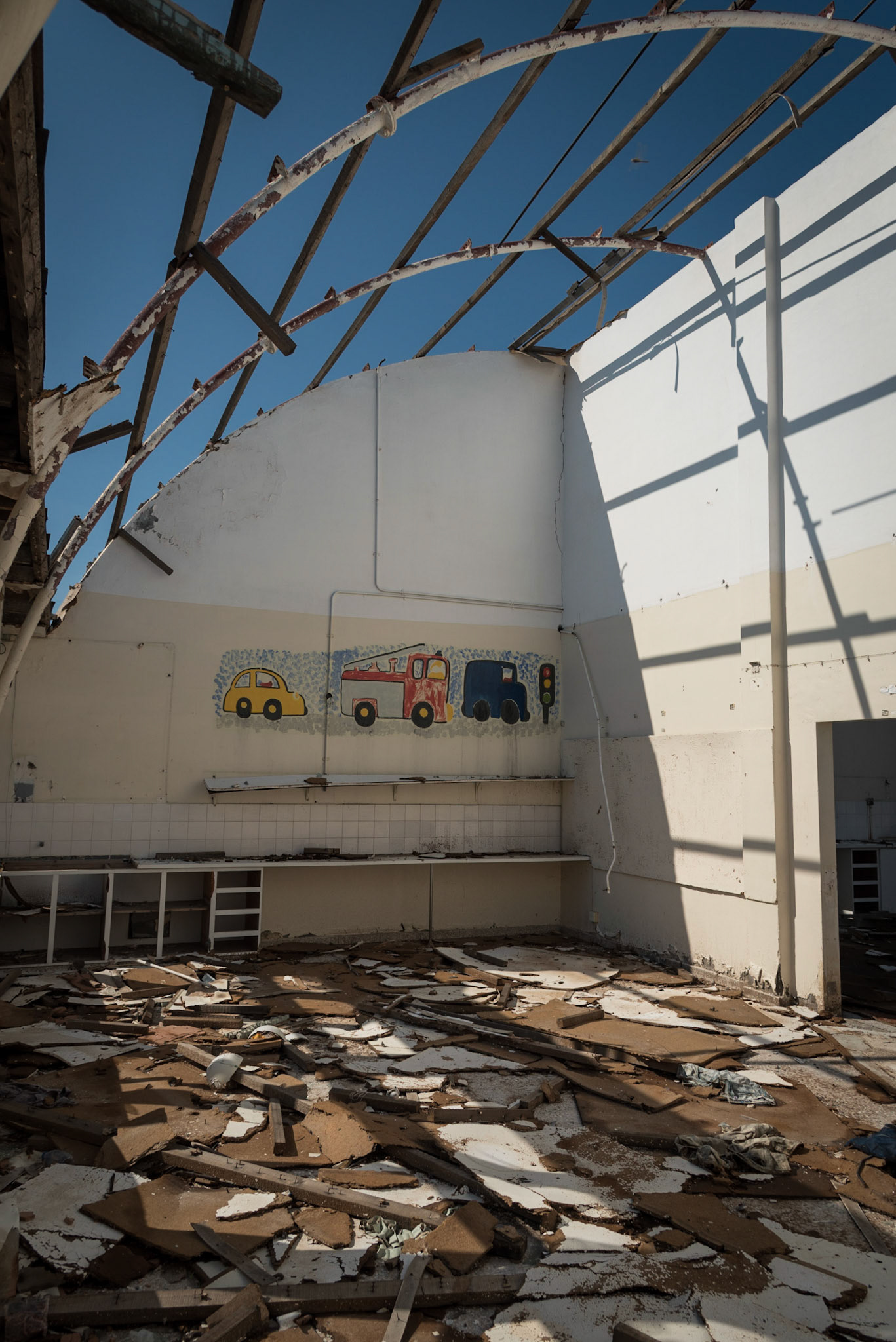 Event hall at the abandoned Berengaria Village in Limassol, Cyprus