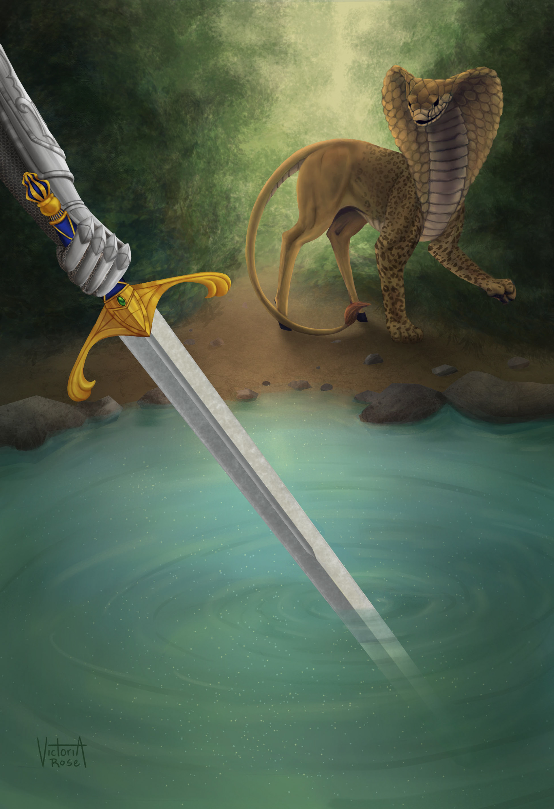 Arthurian Legend illustration of King Arthur and the Questing Beast