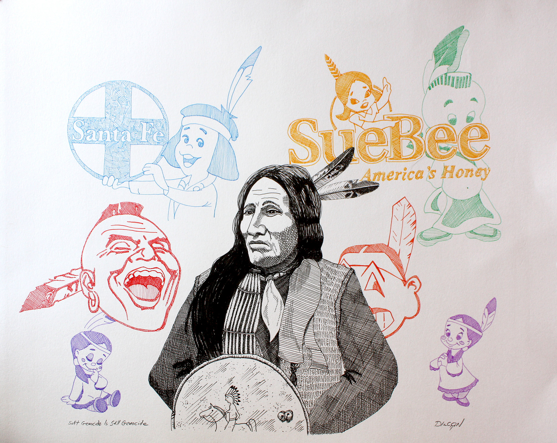 Soft Genocide Is Still Genocide, Johnnie Diacon (Tulsa, Oklahoma), pen and ink on paper, $400