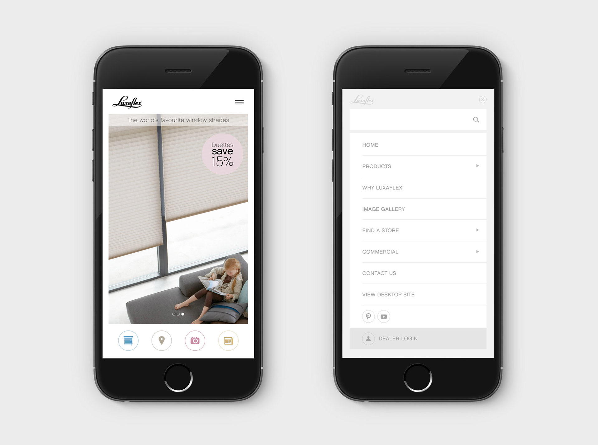 web design, mobile, luxaflex, branding, nz