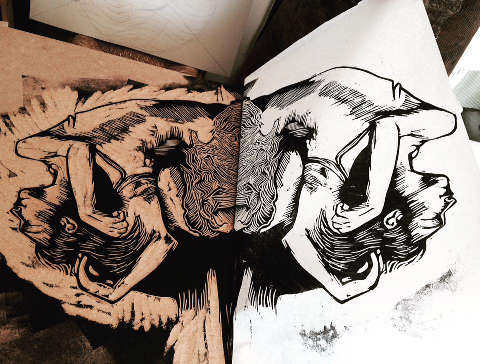 Impression d'une gravure sur bois