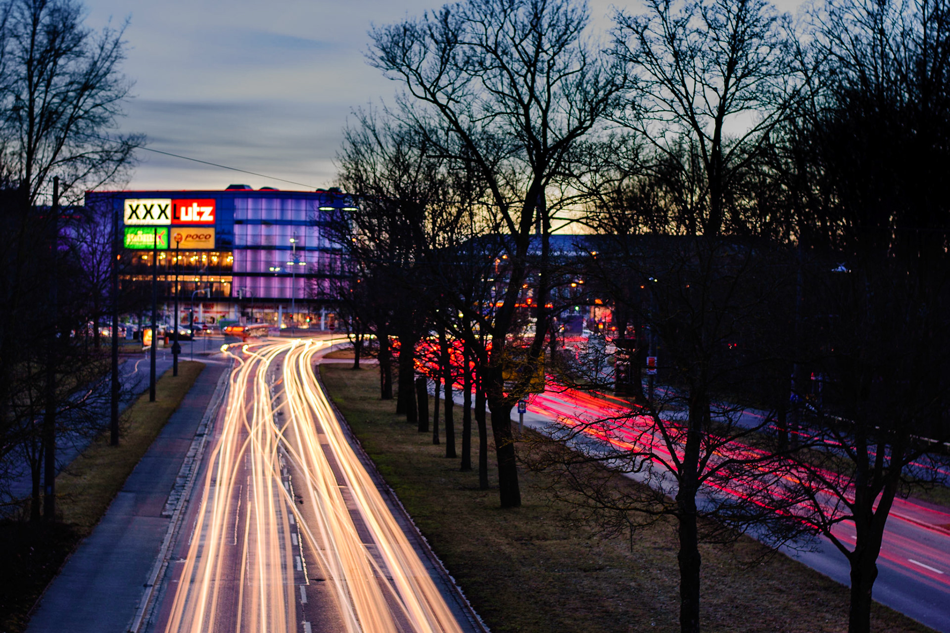 Lichtspuren auf der Bayernstrasse