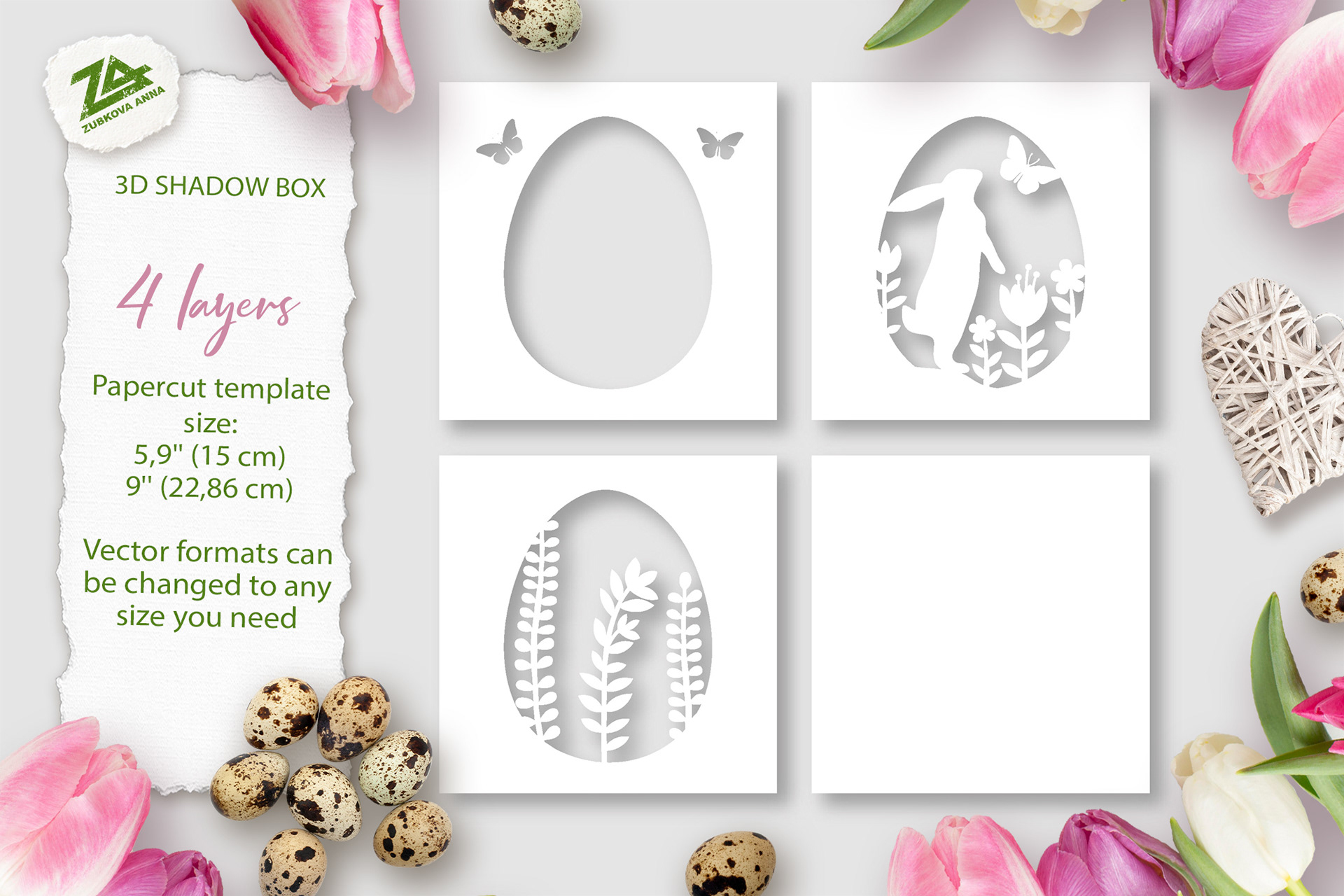 Download Anna Zubkova Shadow Box Happy Easter Template With Bunny