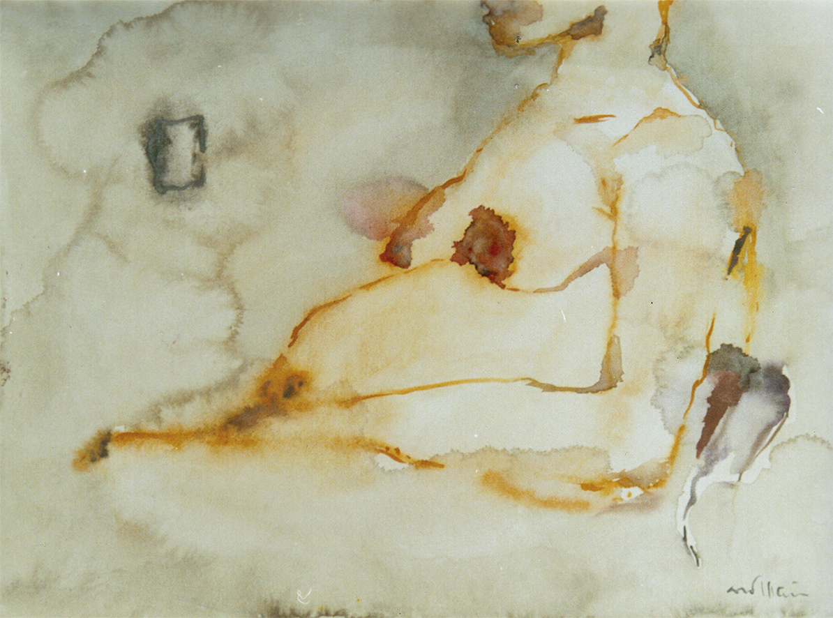 Gravida (Pregnant), Gouache on paper, 13 x 18.5 in, 2002.