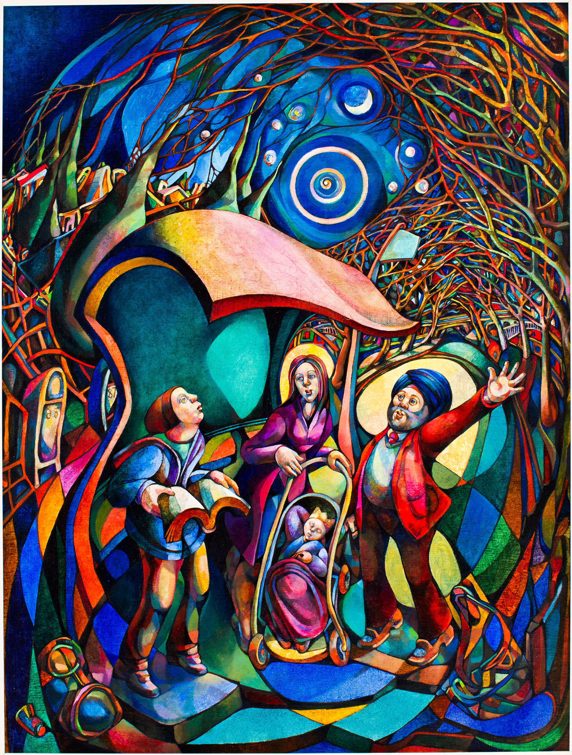 A Winter Moon Shines on a Bus Stop in Derby