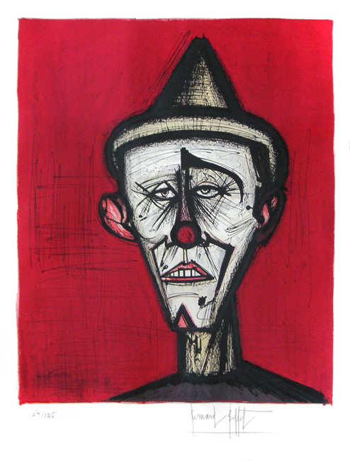 “The Red Clown: From My Circus” Lithograph in Colors, c.1968, Edition: 125, Hand Signed in Pencil LR, Image: 24.5x19.5”, Please Inquire