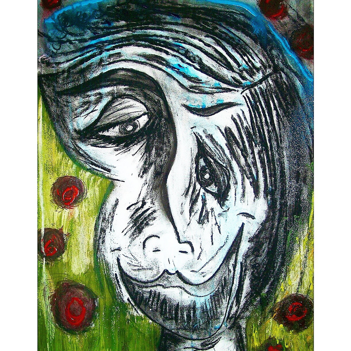 "The Absinthe Drinker" Acrylic, Ink, Pastel on Paper 22x28"