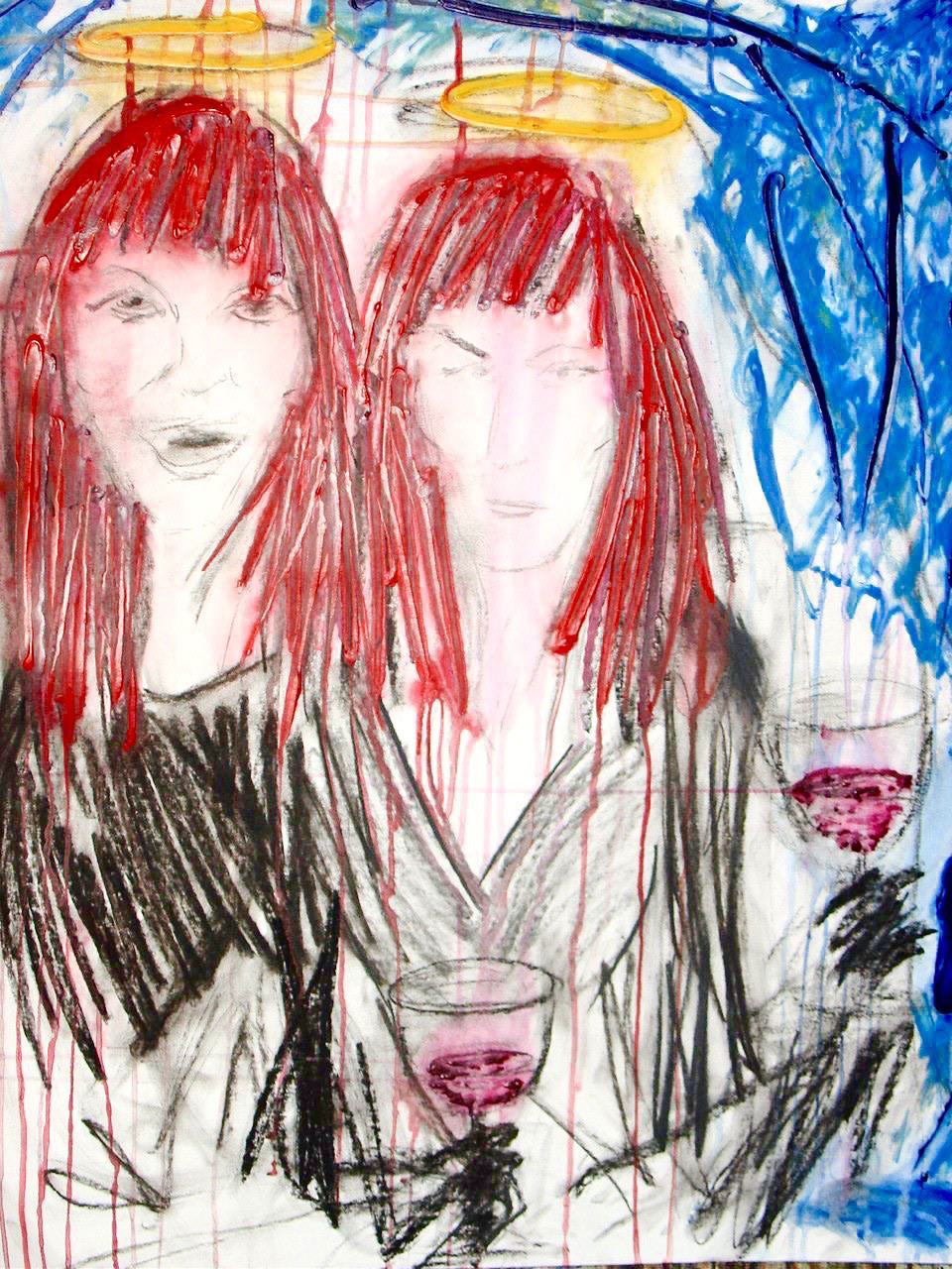 "The Gripps" Acrylic, Ink, Pastel on Paper 22x28" (Sold)